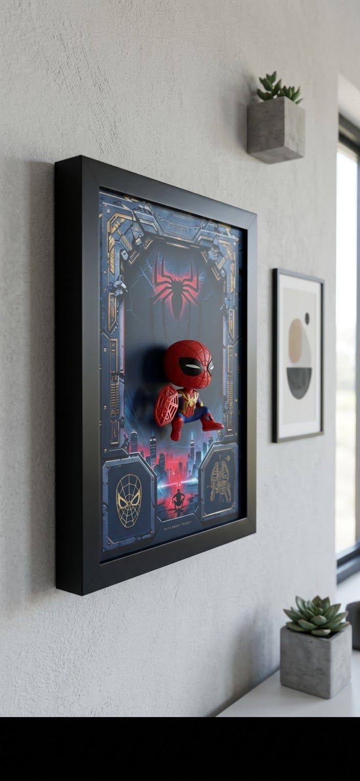 تابلو دیواری اسپایدرمن (Spider-Man) | قاب فیگور سه‌بعدی مرد عنکبوتی A4