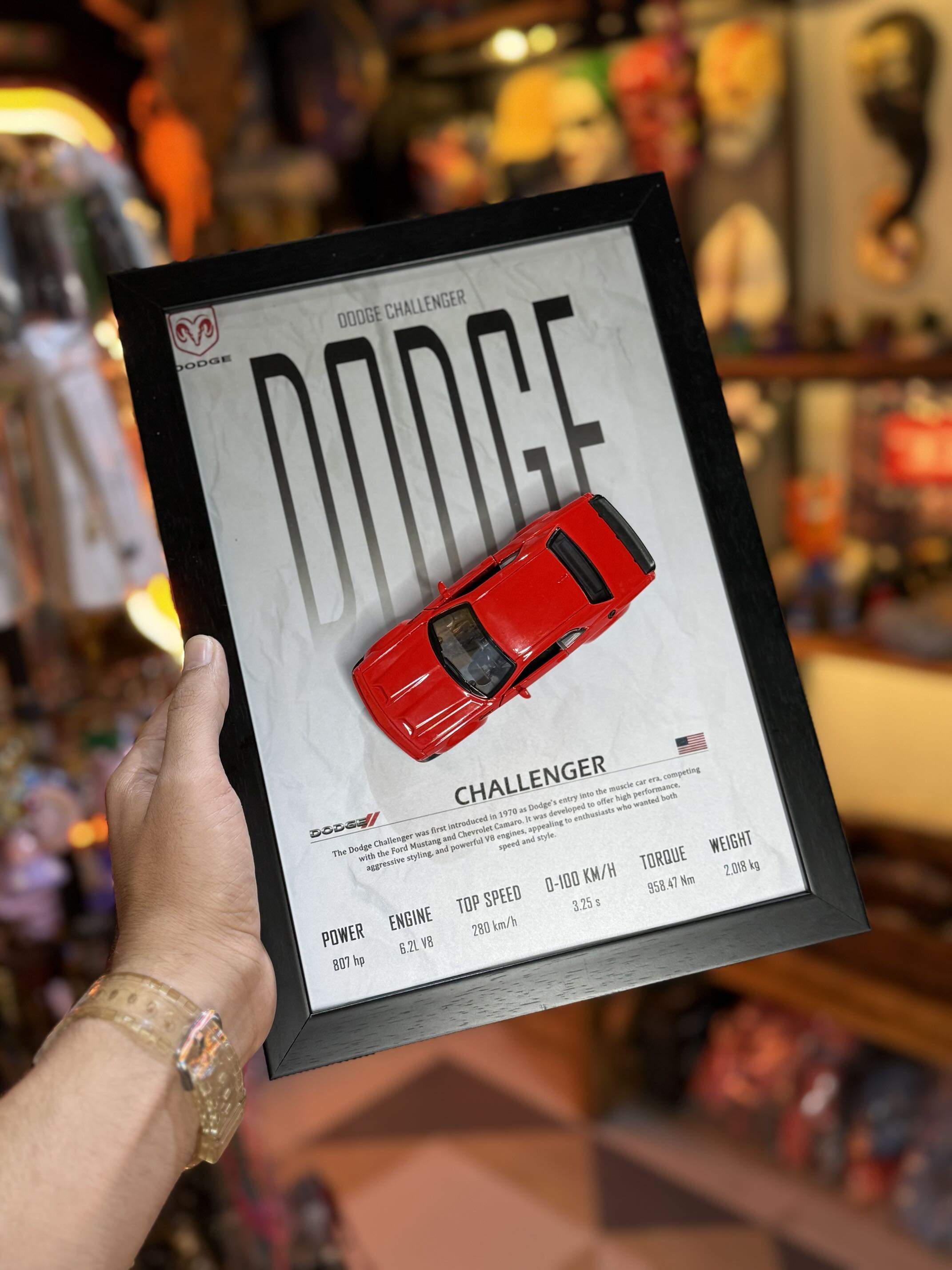 خرید تابلو سه‌بعدی ماشین دوج چلنجر (Dodge Challenger) | ماکت سه‌بعدی دیواری A4