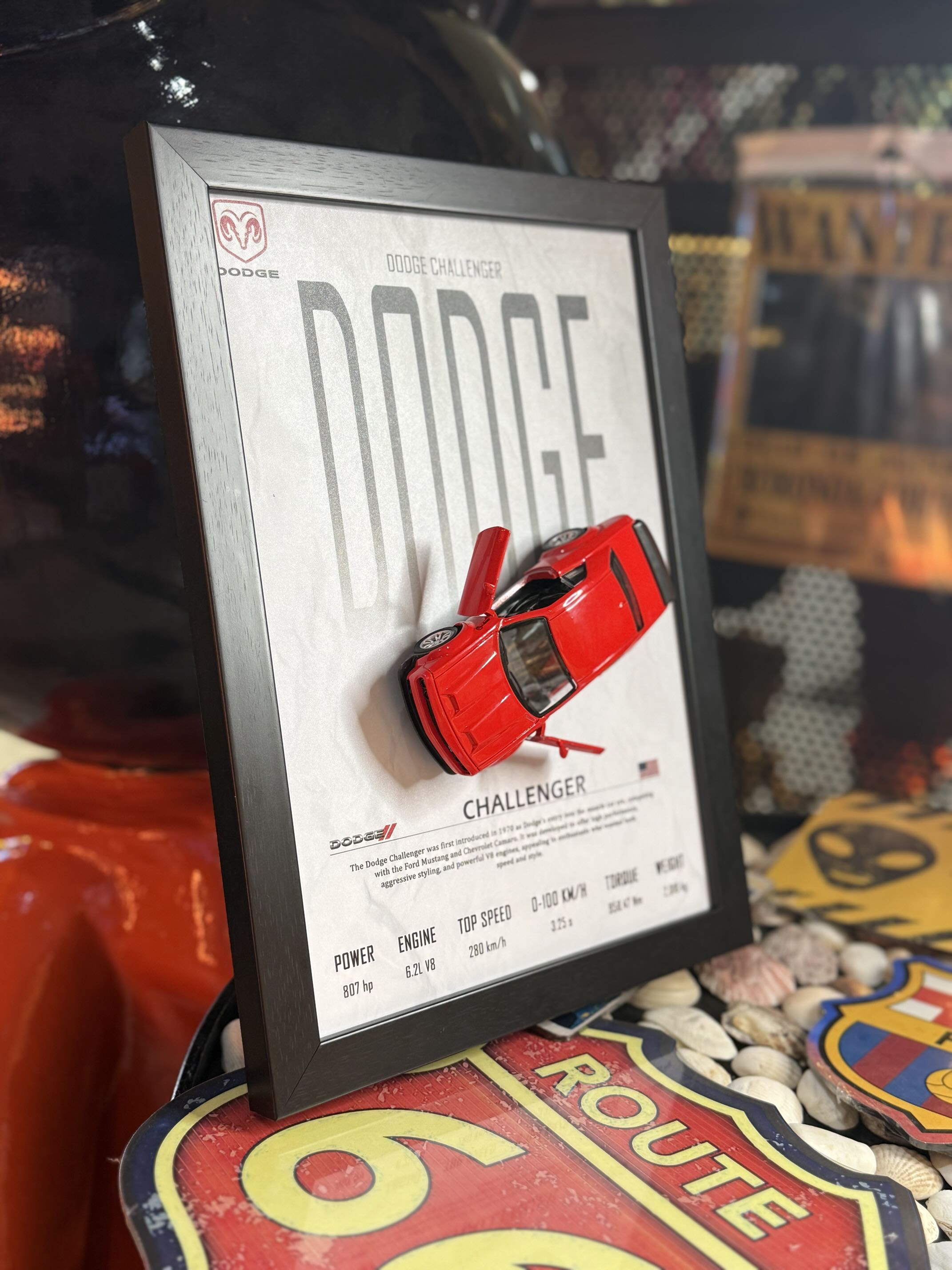خرید تابلو سه‌بعدی ماشین دوج چلنجر (Dodge Challenger) | ماکت سه‌بعدی دیواری A4